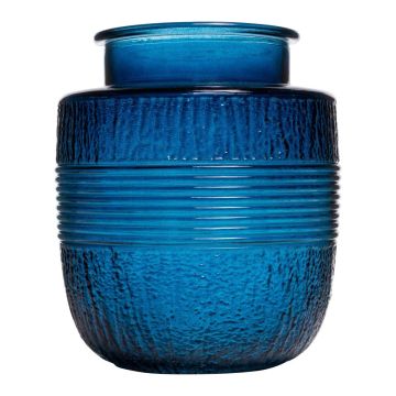 Dekorativ glasvas MARISELA med dekorativ kant, blå-klar, 18cm, Ø15,5cm