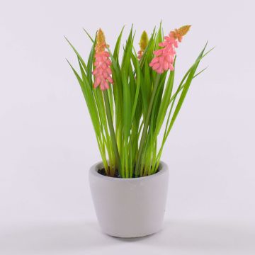 Konstgjord blomma, druvhyacint NARMADA i cementkruka, rosa, 20cm