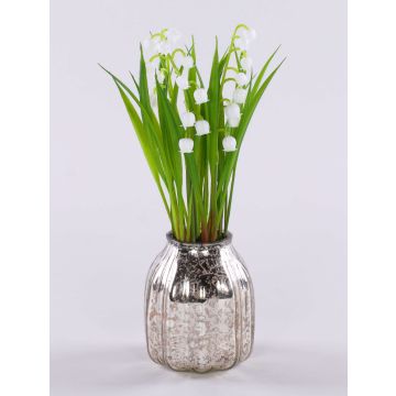 Konstgjord blomma, liljekonvalj NIKISHA i glasvas, vit, 20cm Konstgjord blomma, liljekonvalj NIKISHA i glasvas, vit, 20cm