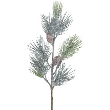 Konstgjord gren av pinje SNOLER med glitter, kottar, frostad, grön, 100cm Konstgjord gren av pinje SNOLER med glitter, kottar, frostad, grön, 100cm