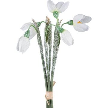 Konstgjord snödroppsbukett PLONI, snötäckt, vit, 20cm