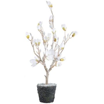 Dekorationsträd magnolia NANDAL, jordklot, blommor, konstgjord stam, frostad, vit, 95cm Dekorationsträd magnolia NANDAL, jordklot, blommor, konstgjord stam, frostad, vit, 95cm