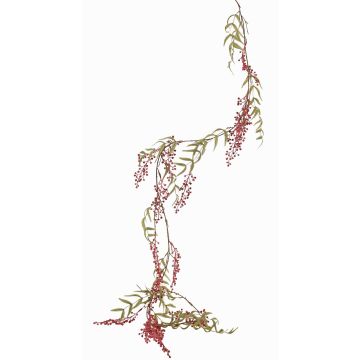 Konstgjord pepparträdgirland TENGYH med bär, mörkrosa, 180cm