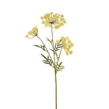 Konstgjord dillkvist HAKIM med blommor, gul, 80cm