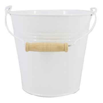 Zinkhink MAUREA med handtag i bokträ, vit, 19cm, Ø20cm Zinkhink MAUREA med handtag i bokträ, vit, 19cm, Ø20cm