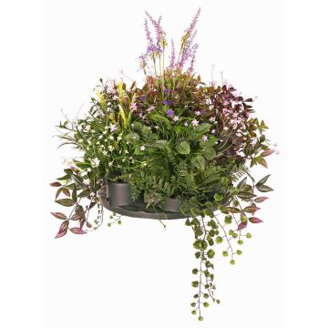 Konstblomsterarrangemang lavendel, DANFIR, mynta, klöver, ormbunke, vit-lila-grön, 50cm, Ø32cm