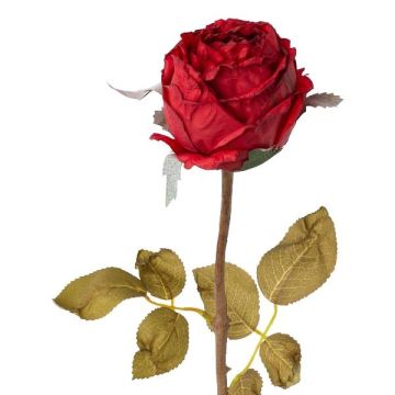 Konstblomma ros ZONFER, torkad look, röd, 60cm, Ø8cm