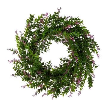 Dekorativ krans av musbjörn BILRO med blommor, grön-lila, Ø60cm