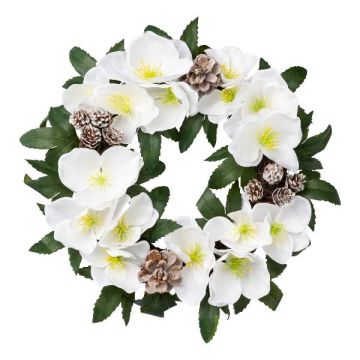Blomkrans, dekoration, julros FOGRA, kottar, vit, Ø30cm Blomkrans, dekoration, julros FOGRA, kottar, vit, Ø30cm