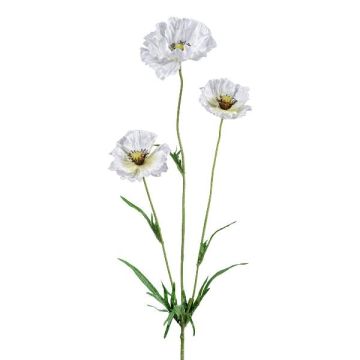 Konstgjord kvist med vallmo IGNIS, vit, 70cm