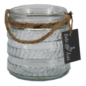 Ljuslykta PRISMY med rep, mönstrad, klar, 12cm, Ø11cm Ljuslykta PRISMY med rep, mönstrad, klar, 12cm, Ø11cm