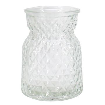 Glasvas YNASTIA med rombmönster, klar, 13,5cm, Ø10cm Glasvas YNASTIA med rombmönster, klar, 13,5cm, Ø10cm