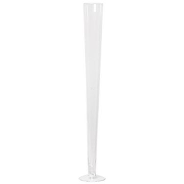 Stor, slank golvvas WANJA, glas, med fot, transparent, 60cm, Ø11cm