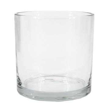 Ljusstake i glas, cylinderformad SANSA OCEAN, återvunnen, transparent, 12cm, Ø12cm