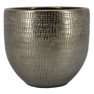 Keramisk blomkruka ILSE med ådring, guld, 31cm, Ø34cm Keramisk blomkruka ILSE med ådring, guld, 31cm, Ø34cm