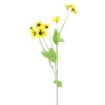 Textilgren med penséer YENIA, gul, 60cm Textilgren med penséer YENIA, gul, 60cm