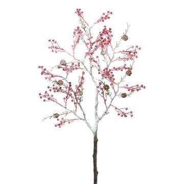 Konstgjord enbärsgren BLANTOR, bär, kottar, frusen, vit, 80cm