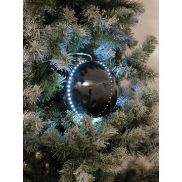 LED-julgranskula LUVELIA, 5 st, glänsande svart, Ø8cm LED-julgranskula LUVELIA, 5 st, glänsande svart, Ø8cm
