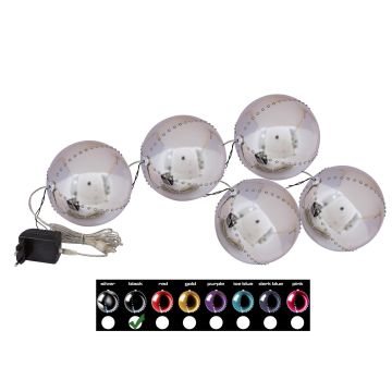 LED-julgranskula LUVELIA, 5 st, glänsande svart, Ø8cm LED-julgranskula LUVELIA, 5 st, glänsande svart, Ø8cm