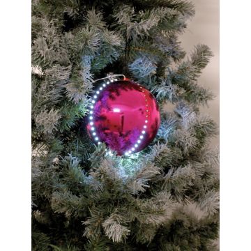 LED-julgranskula LUVELIA, 5 st, glänsande cerise, Ø8cm LED-julgranskula LUVELIA, 5 st, glänsande cerise, Ø8cm