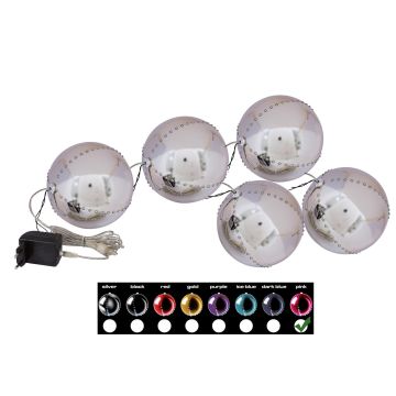 LED-julgranskula LUVELIA, 5 st, glänsande cerise, Ø8cm LED-julgranskula LUVELIA, 5 st, glänsande cerise, Ø8cm