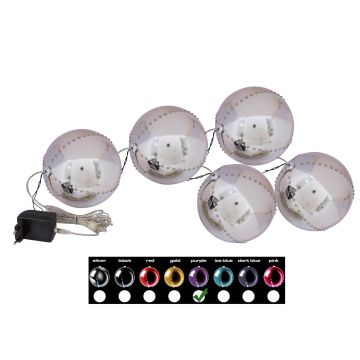 LED-julgranskula LUVELIA, 5 st, glänsande lila, Ø8cm LED-julgranskula LUVELIA, 5 st, glänsande lila, Ø8cm