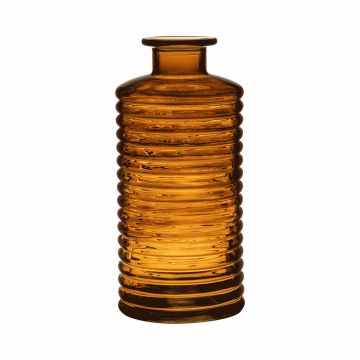 Glasvas STUART med räfflor, flaska, orange-brun-klar, 31cm, Ø14,5cm