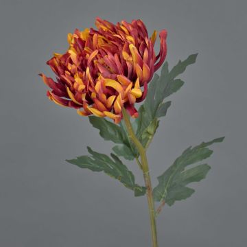 Konstblomma krysantemum LINGYUN, orange-röd, 65cm, Ø16cm