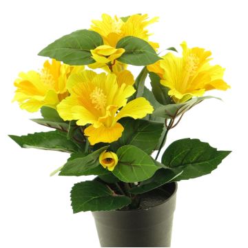 Konstgjord blomma hibiskus GUOXIAO i dekorativ kruka, gul, 25cm