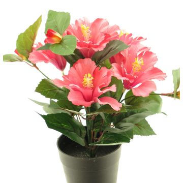 Konstgjord blomma, hibiskus GUOXIAO i dekorativ kruka, rosa, 25cm