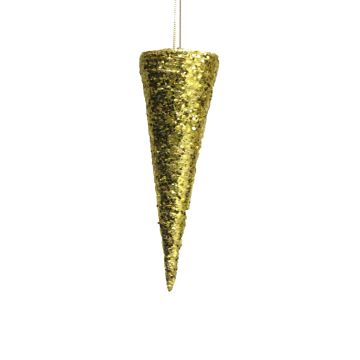 Juldekoration hänge spetspåse SHUFAN, glitter, guld, 20cm Juldekoration hänge spetspåse SHUFAN, glitter, guld, 20cm