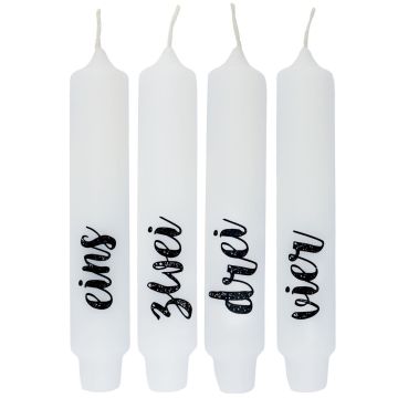 Punchljus med texten KELANI, Advent, 4 ljus, 4 texter, flerfärgat, 16,5cm, Ø2,8cm, 6 timmar, färgglad Punchljus med texten KELANI, Advent, 4 ljus, 4 texter, flerfärgat, 16,5cm, Ø2,8cm, 6 timmar, färgglad