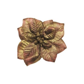 Dekorationsblomma julstjärna FEIMEI, violett-guld, Ø11cm Dekorationsblomma julstjärna FEIMEI, violett-guld, Ø11cm