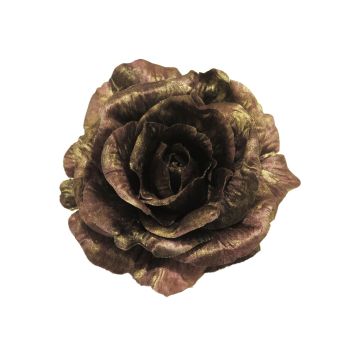 Konstgjord rosblomma RUMEI med klämma, violett-grön, Ø13cm Konstgjord rosblomma RUMEI med klämma, violett-grön, Ø13cm