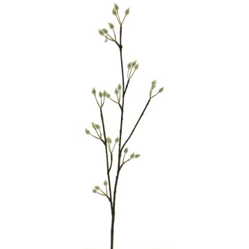 Dekorativ kvist med videkottar NAYONG med blommor, krämfärgad, 80cm