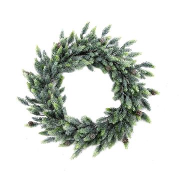 Dekorativ krans av gran NAGORI med kottar, frusen, Ø55cm Dekorativ krans av gran NAGORI med kottar, frusen, Ø55cm