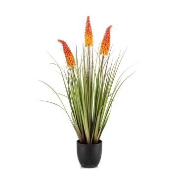 Konstgjord fackellilja FLORENS i dekorativ kruka, röd-orange, 90cm Konstgjord fackellilja FLORENS i dekorativ kruka, röd-orange, 90cm