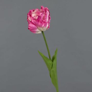 Konstgjord papegojatulpan LIOMARA, cerise-vit, 65cm, Ø9cm