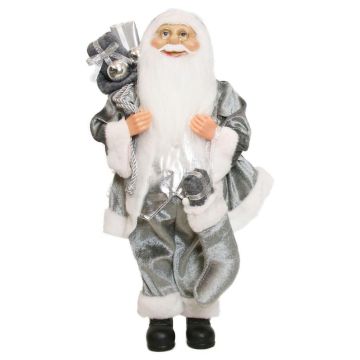 Fader Frost-figur WILKEN, presentsäck, fylld strumpa, silvergrå, 20x14x45cm Fader Frost-figur WILKEN, presentsäck, fylld strumpa, silvergrå, 20x14x45cm