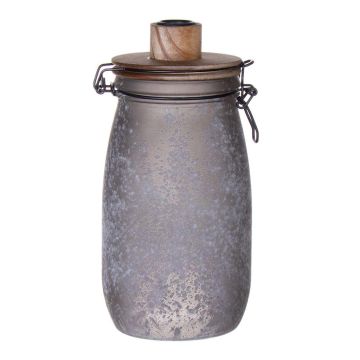 Glas med trådbåge ANNEDORE med ljushållare för stavljus, frostad yta, grå, 24,5cm, Ø11,5cm Glas med trådbåge ANNEDORE med ljushållare för stavljus, frostad yta, grå, 24,5cm, Ø11,5cm