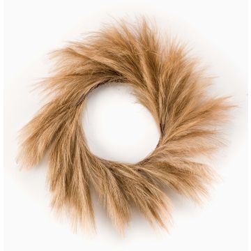 Dekorativ krans av fjädergräs ILIAD, beige, Ø60cm