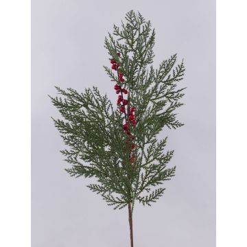 Konstgjord cedergren AMANDLA med bär, röd-grön, 80cm