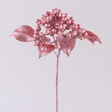 Dekorativ kvist av fläder VIKTORINE med bär, metallic-roséguld, 30cm Dekorativ kvist av fläder VIKTORINE med bär, metallic-roséguld, 30cm