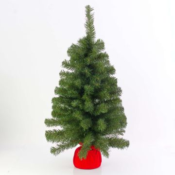 Konstgjord gran WARSCHAU, röd jutesäck, 90cm, Ø50cm Konstgjord gran WARSCHAU, röd jutesäck, 90cm, Ø50cm