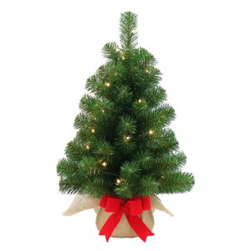 Konstgjord julgran WARSCHAU, jutesäck i naturfärg, LED-lampor, 60cm, Ø40cm