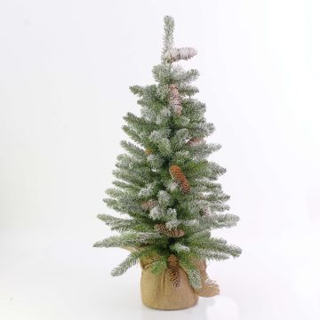 Konstgjord gran WIEN, jutesäck, kottar, snöbelagd, 60cm, Ø40cm
