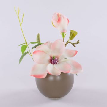Konstgjord magnolia FEMI i beige keramikkruka, aprikosfärgad, 20cm, Ø17cm Konstgjord magnolia FEMI i beige keramikkruka, aprikosfärgad, 20cm, Ø17cm