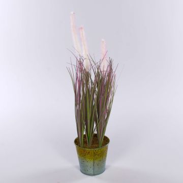 Konstgjort lampputtergräs SVERRE med ax, zinkkruka, rosa-grön, 50cm Konstgjort lampputtergräs SVERRE med ax, zinkkruka, rosa-grön, 50cm