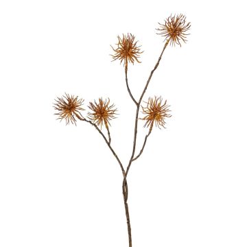 Konstgjord trollhassel-gren NUMBAT med blommor, orange, 70cm, Ø6cm
