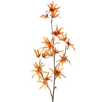Konstgjord trollhasselgren ORAFA med blommor, orange, 80cm, Ø4-8cm